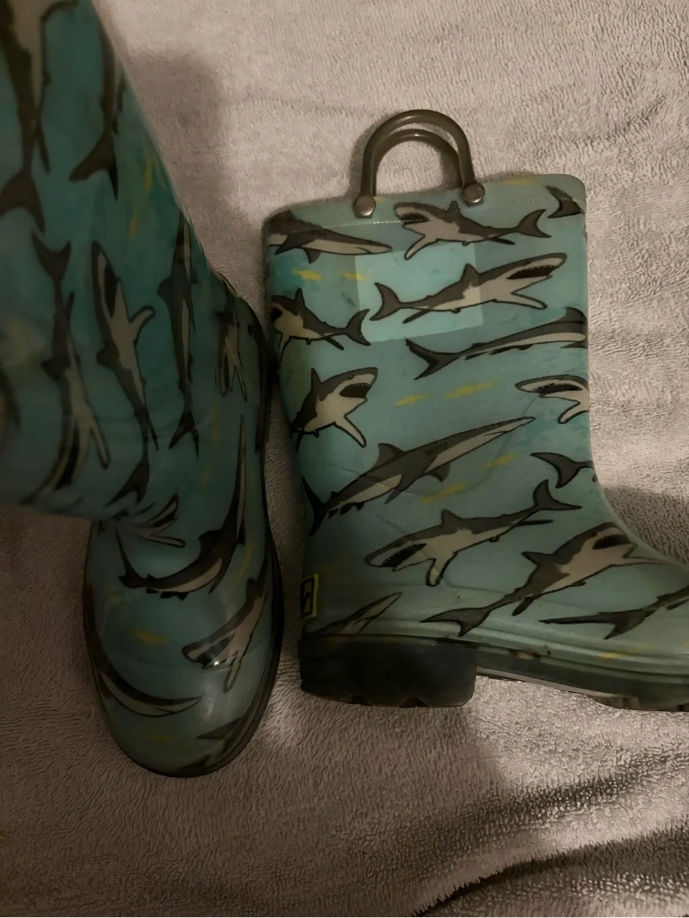Western Chief Kids Shark Print Teal Rain Boots